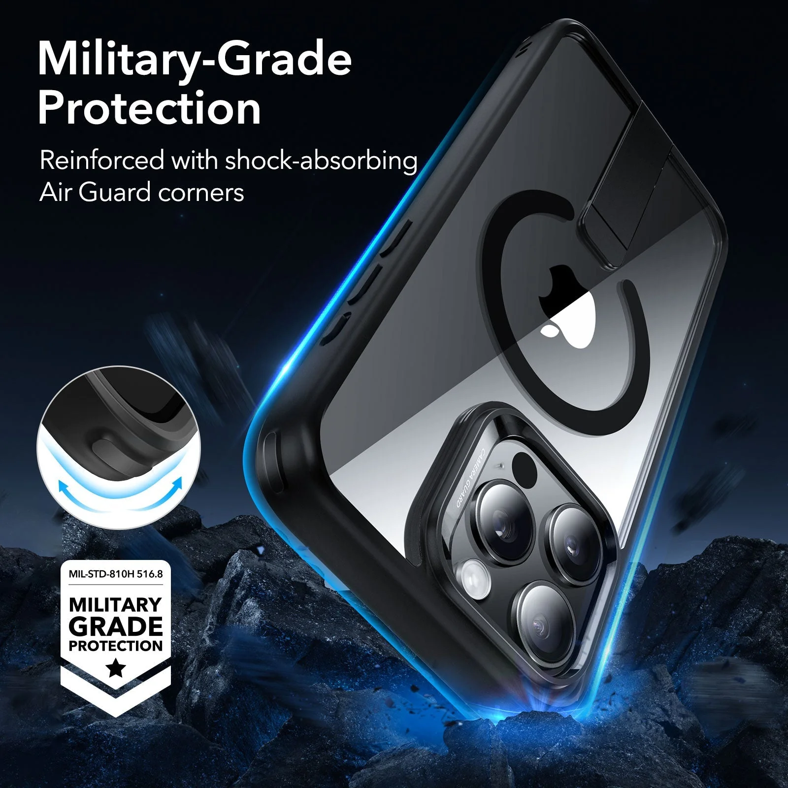 iPhone 15 Pro Max Boost Flickstand Case (HaloLock) - Clear Black - Image 4