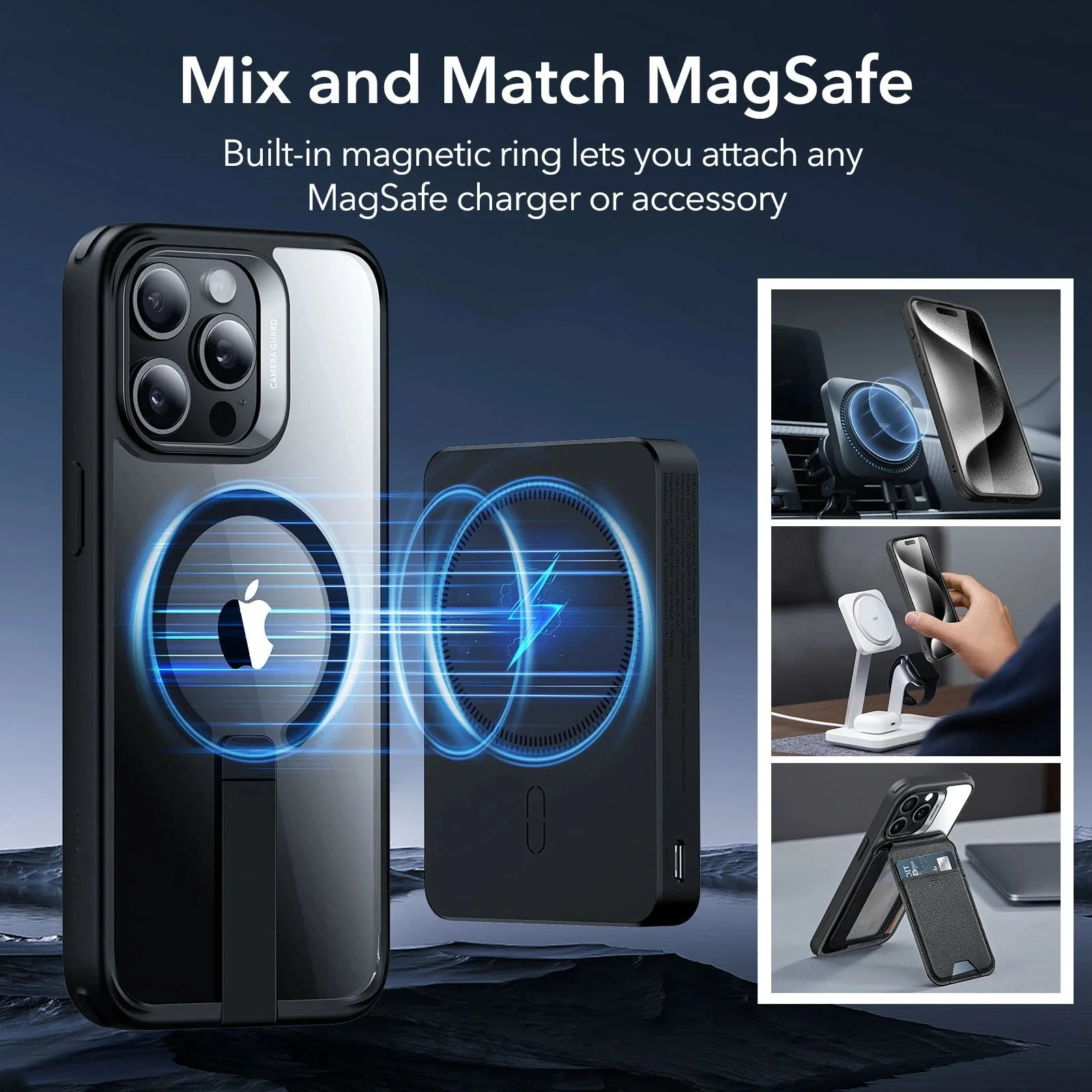 iPhone 15 Pro Max Boost Flickstand Case (HaloLock) - Clear Black - Image 5