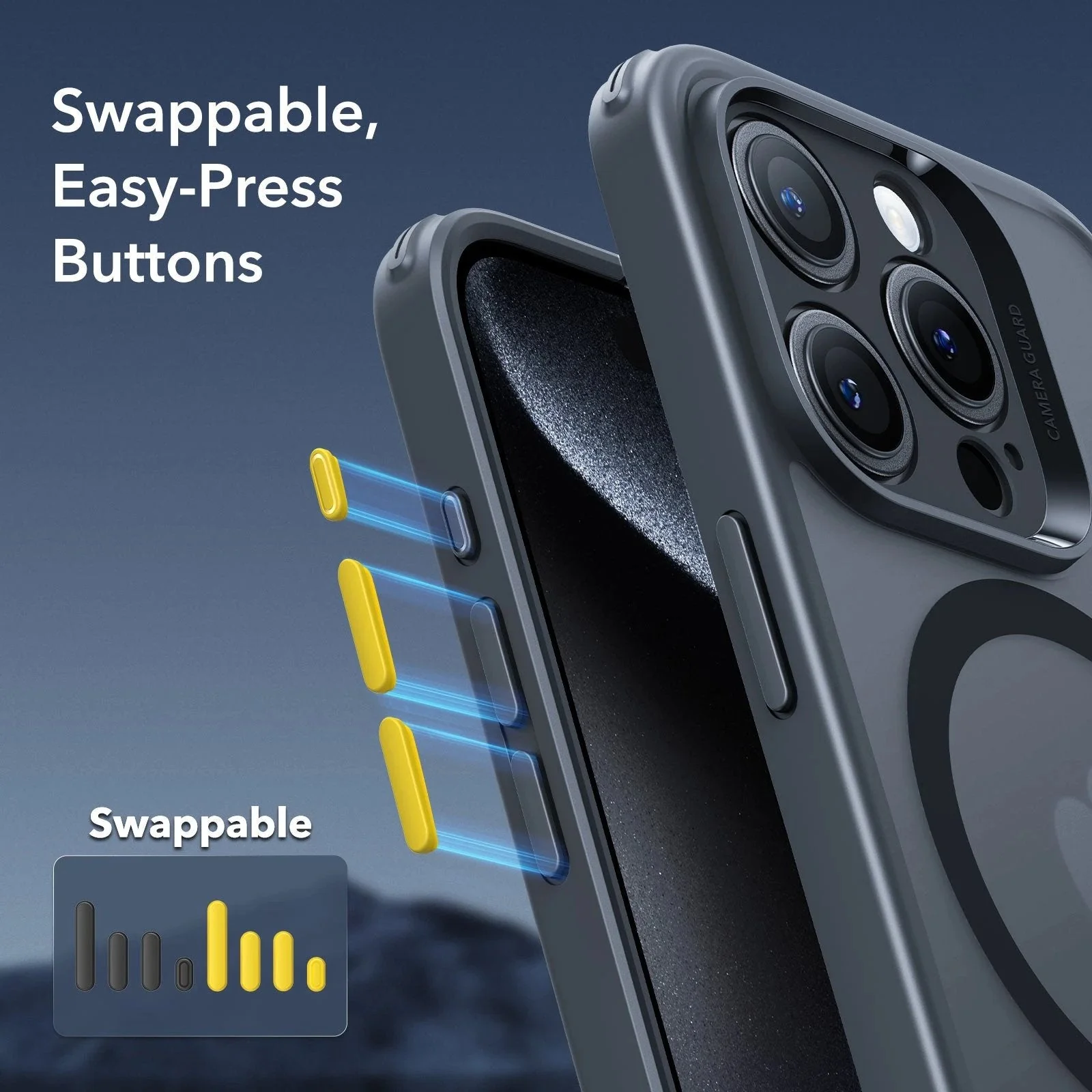 iPhone 15 Pro Max Classic Pro Case (HaloLock) Set - Frosted Black - Image 3