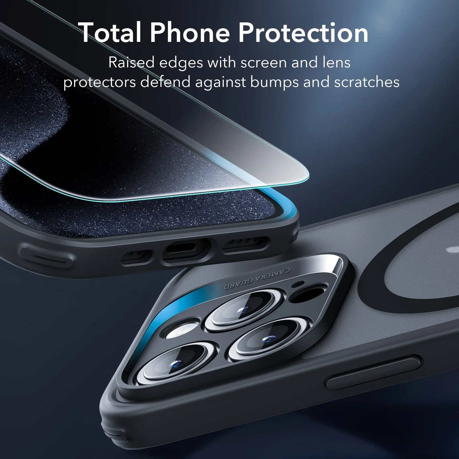 iPhone 15 Pro Max Classic Pro Case (HaloLock) Set - Frosted Black - Image 4