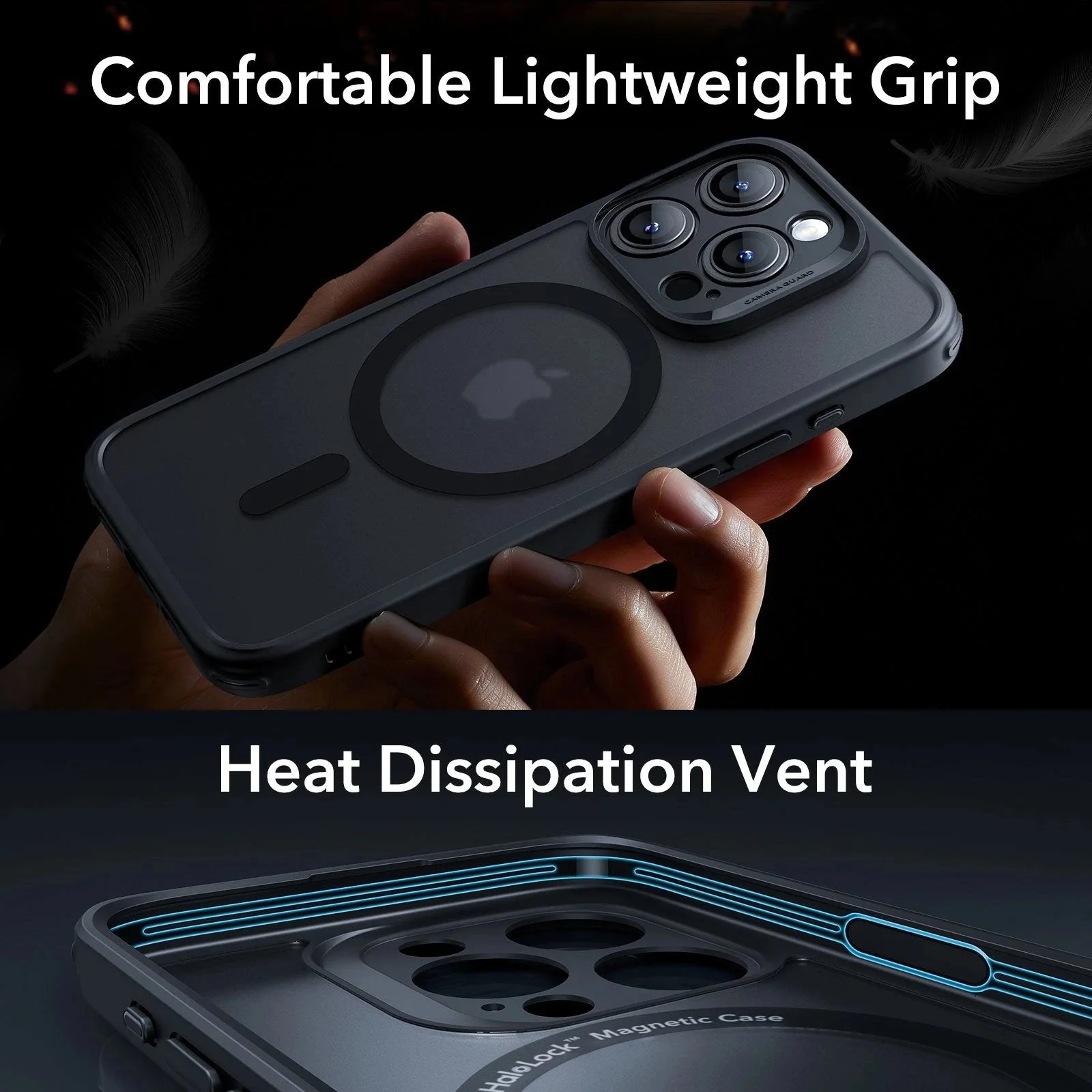 iPhone 15 Pro Max Classic Pro Case (HaloLock) Set - Frosted Black - Image 6