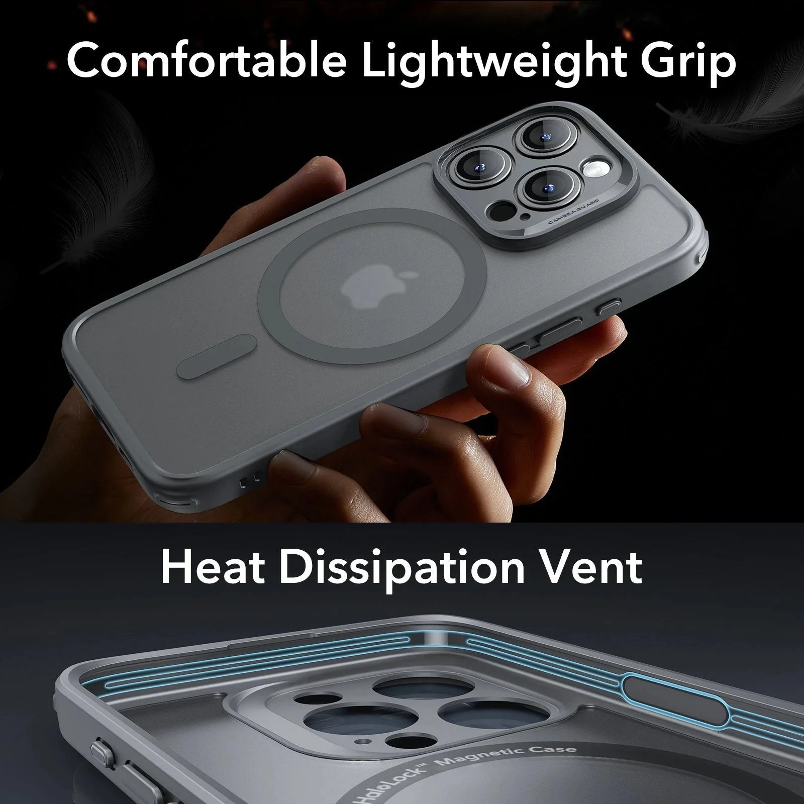 iPhone 15 Pro Max Classic Pro Case (HaloLock) Set - Frosted Grey - Image 6