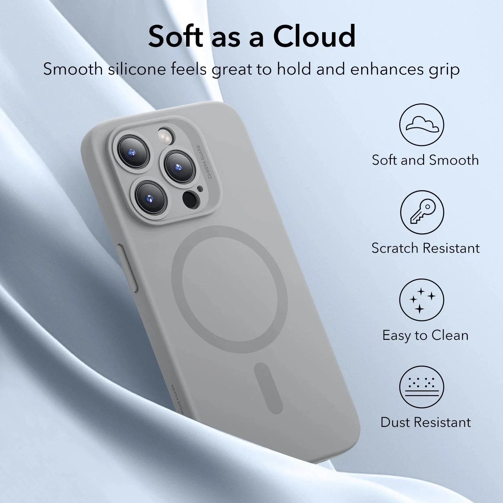 iPhone 15 Pro Max Cloud Soft Case (HaloLock) - Grey - Image 6