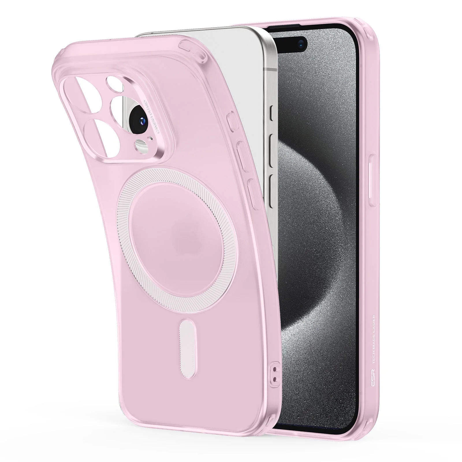 iPhone 15 Pro Zero Clear Case (HaloLock) - Frosted Pink