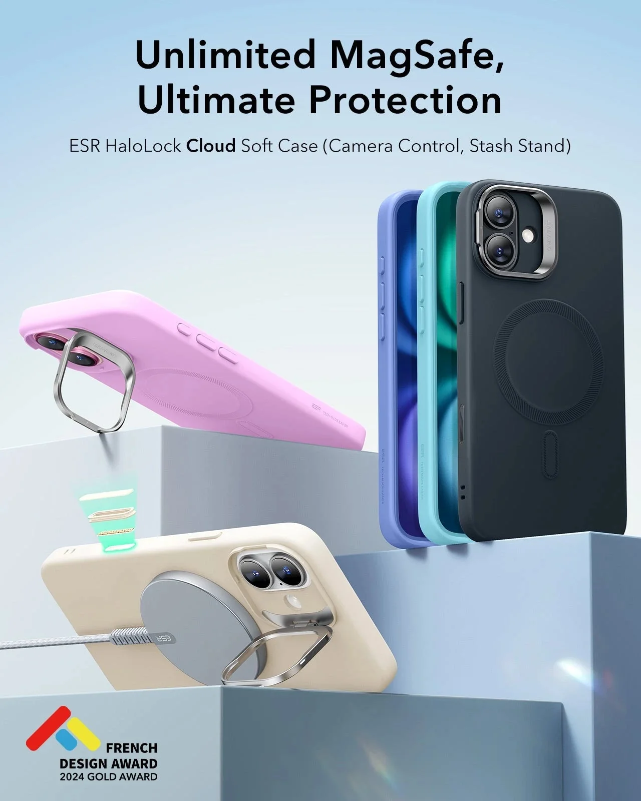 iPhone 16 Cloud Soft Magnetic Case (Camera Control, Stash Stand) - Teal - Image 2