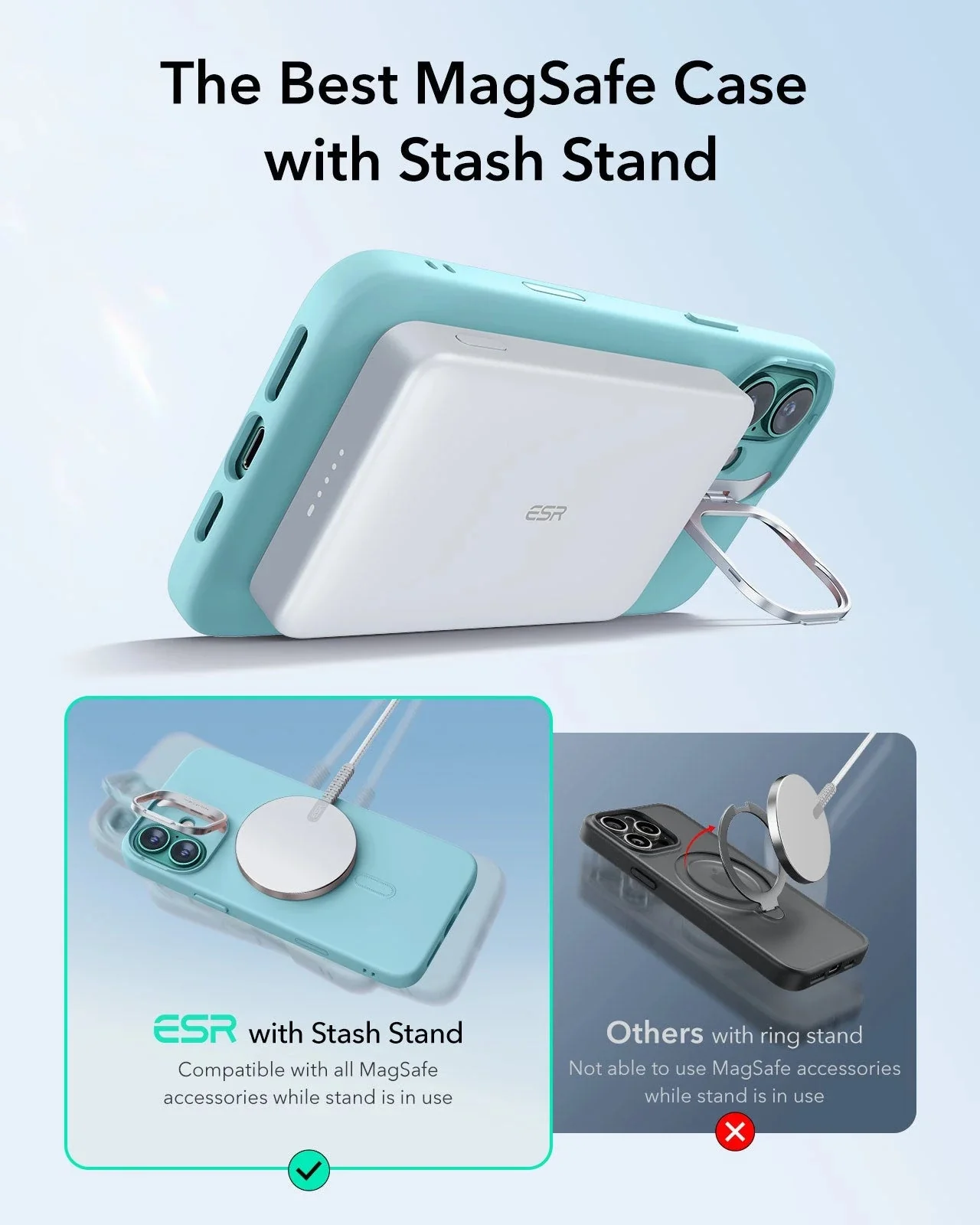 iPhone 16 Cloud Soft Magnetic Case (Camera Control, Stash Stand) - Teal - Image 3