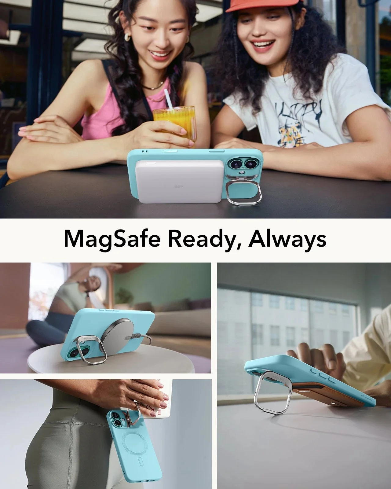 iPhone 16 Cloud Soft Magnetic Case (Camera Control, Stash Stand) - Teal - Image 4