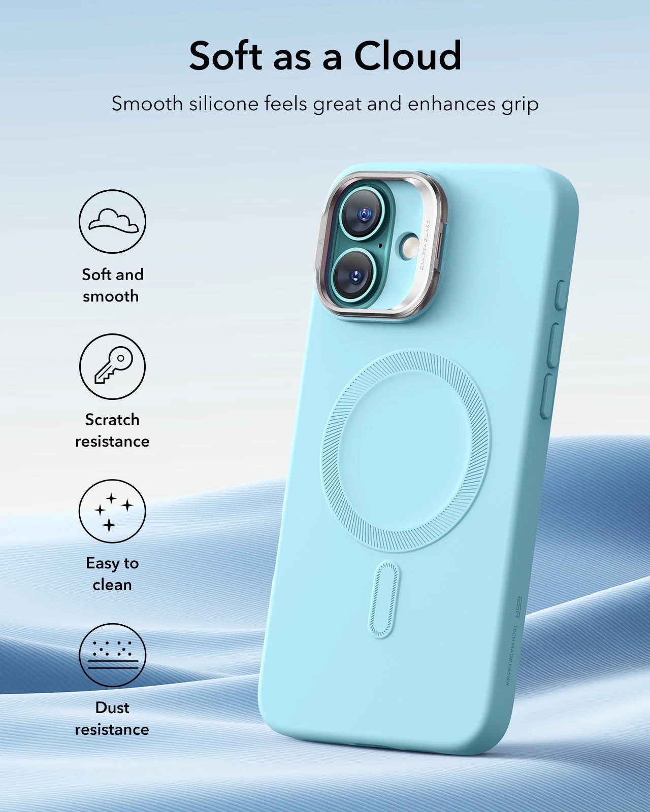 iPhone 16 Cloud Soft Magnetic Case (Camera Control, Stash Stand) - Teal - Image 8