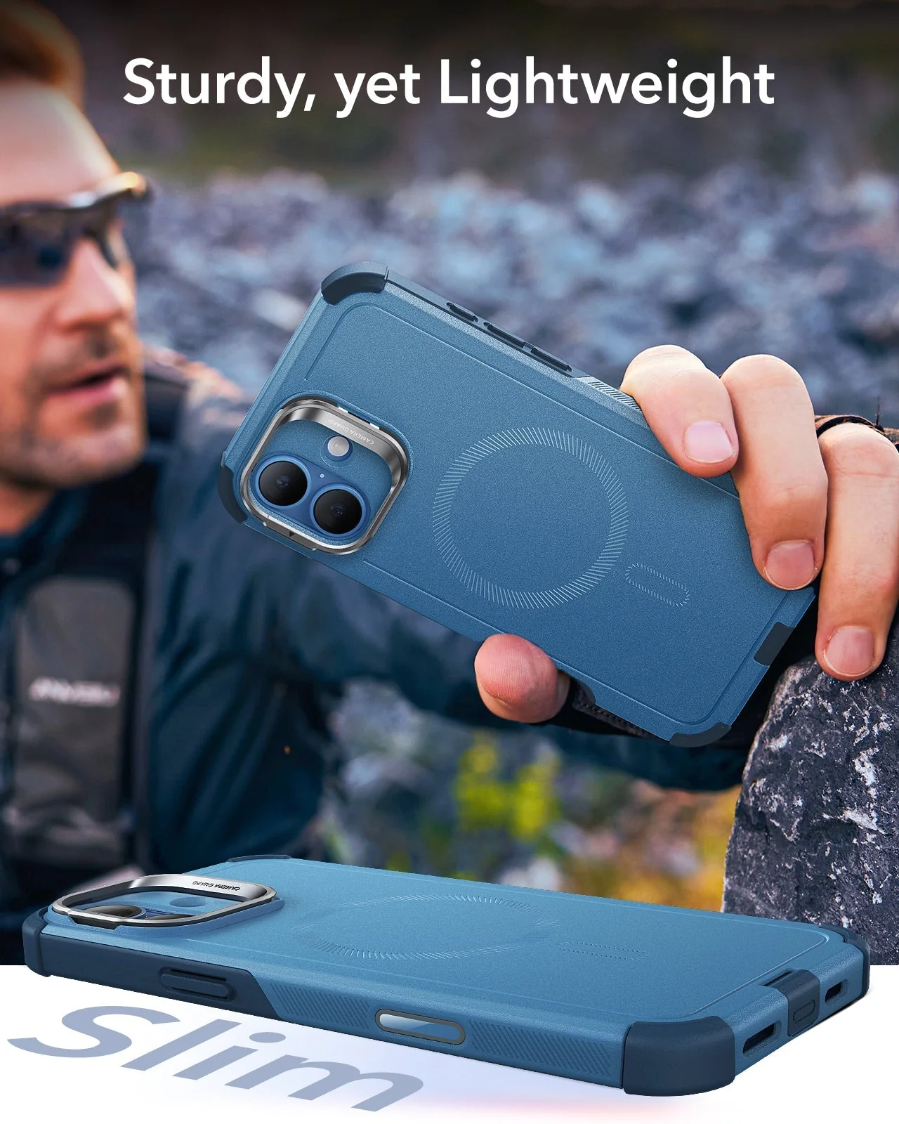 iPhone 16 Cyber Tough Magnetic Case (Camera Control, Stash Stand) - Light Blue - Image 8