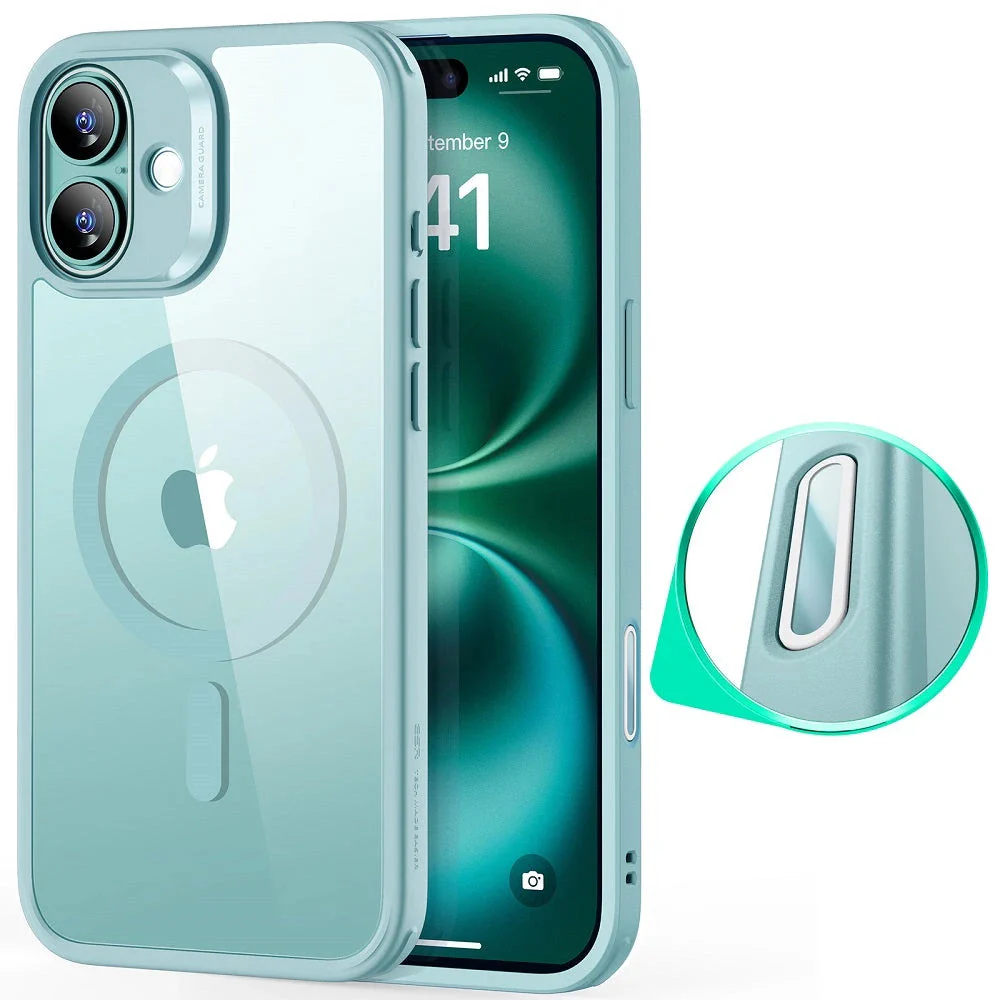 iPhone 16 HaloLock Classic Hybrid Case (Camera Control) - Clear Green