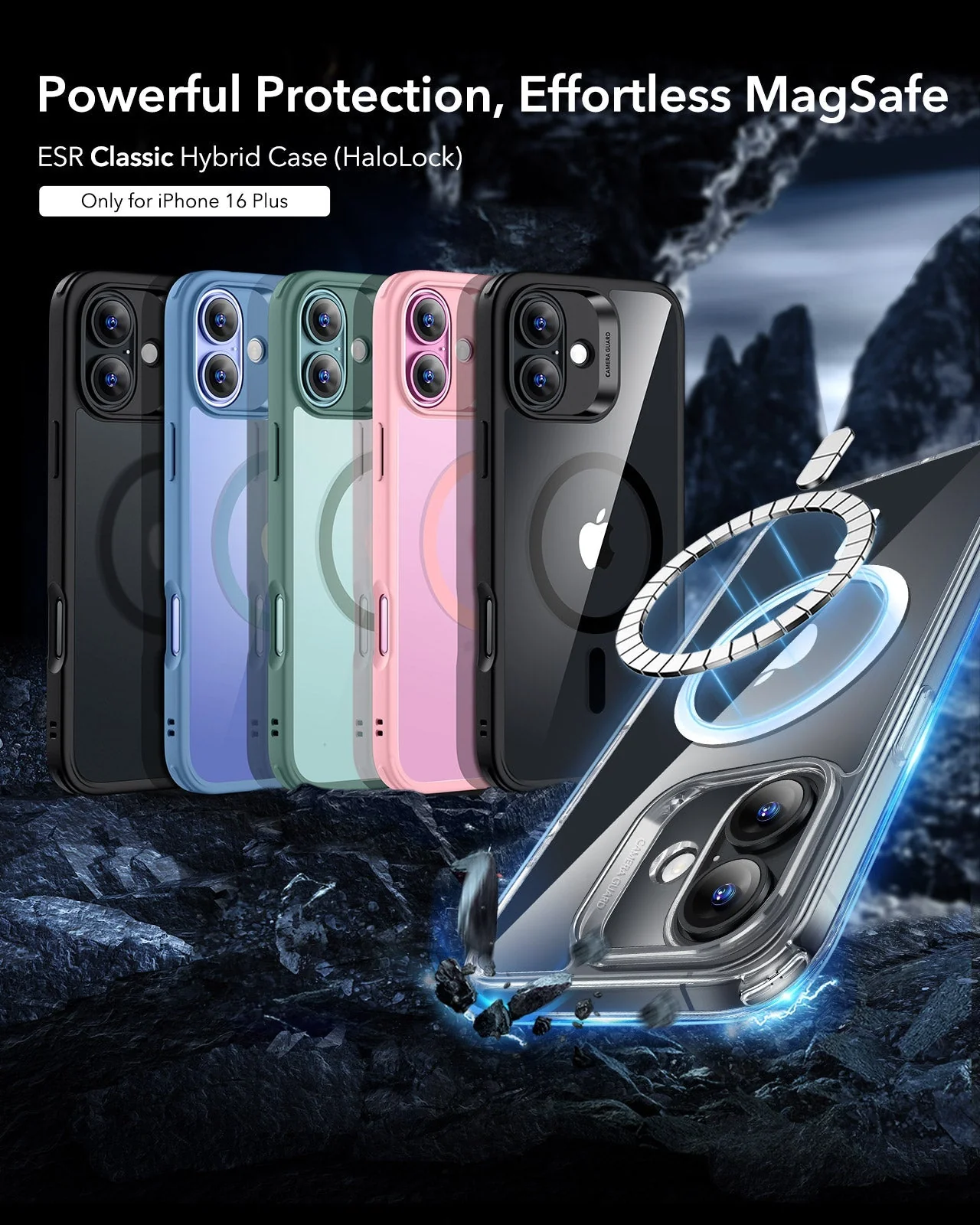 iPhone 16 Plus Classic Hybrid Case (HaloLock) - Clear Green - Image 2