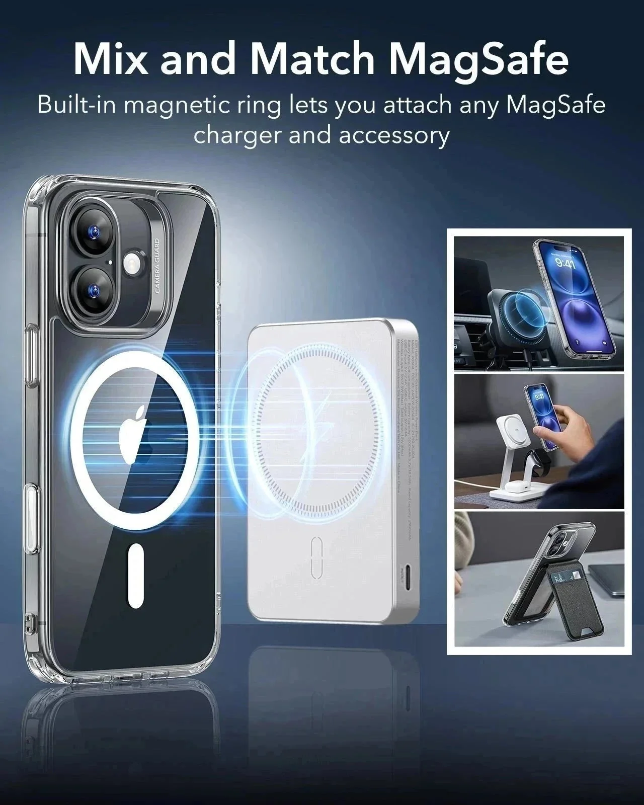 iPhone 16 Plus Classic Hybrid Magnetic Case (Camera Control) & Privacy Screen Protector Bundle - Clear Black - Image 8