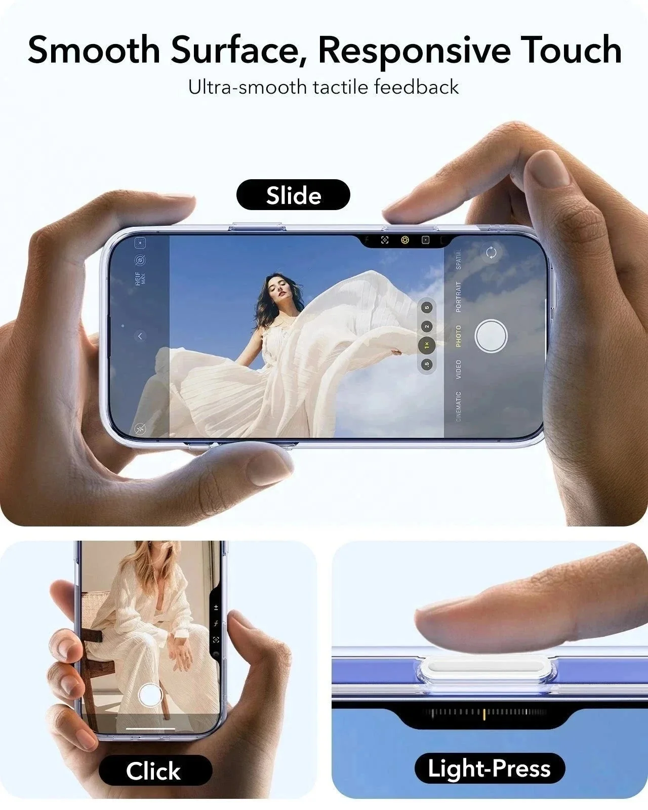 iPhone 16 Plus Classic Hybrid Magnetic Case (Camera Control, Stash Stand) & Privacy Screen Protector Bundle - Clear Blue - Image 5