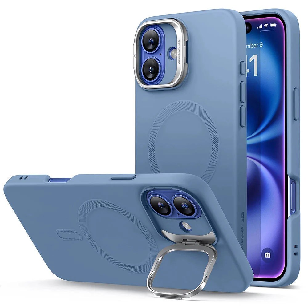 iPhone 16 Plus Cloud Soft Case with Stash Stand (HaloLock) - Blue