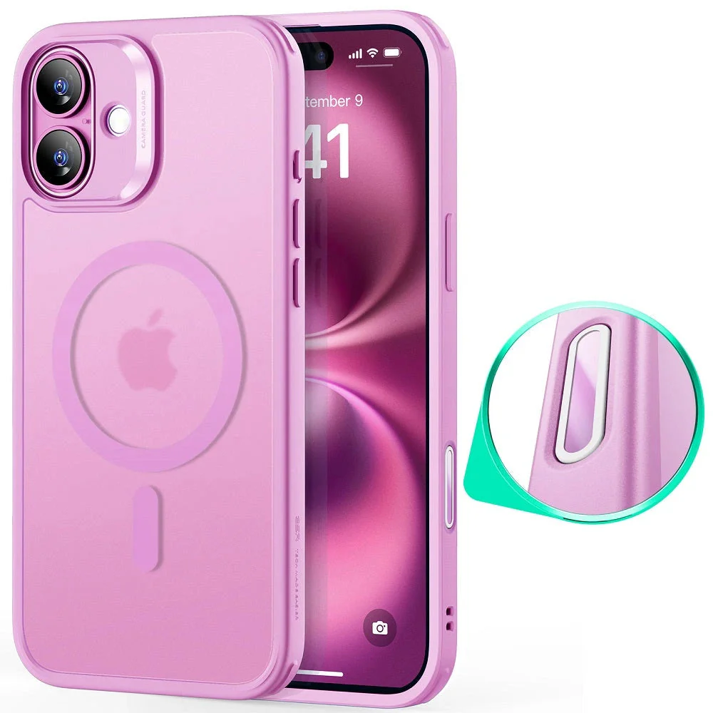 iPhone 16 Plus HaloLock Classic Hybrid Case (Camera Control) - Frosted Pink