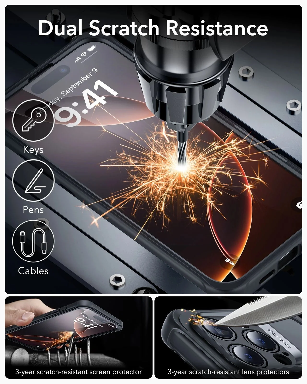 iPhone 16 Pro Armor Tough Case (HaloLock) - Clear Black - Image 7