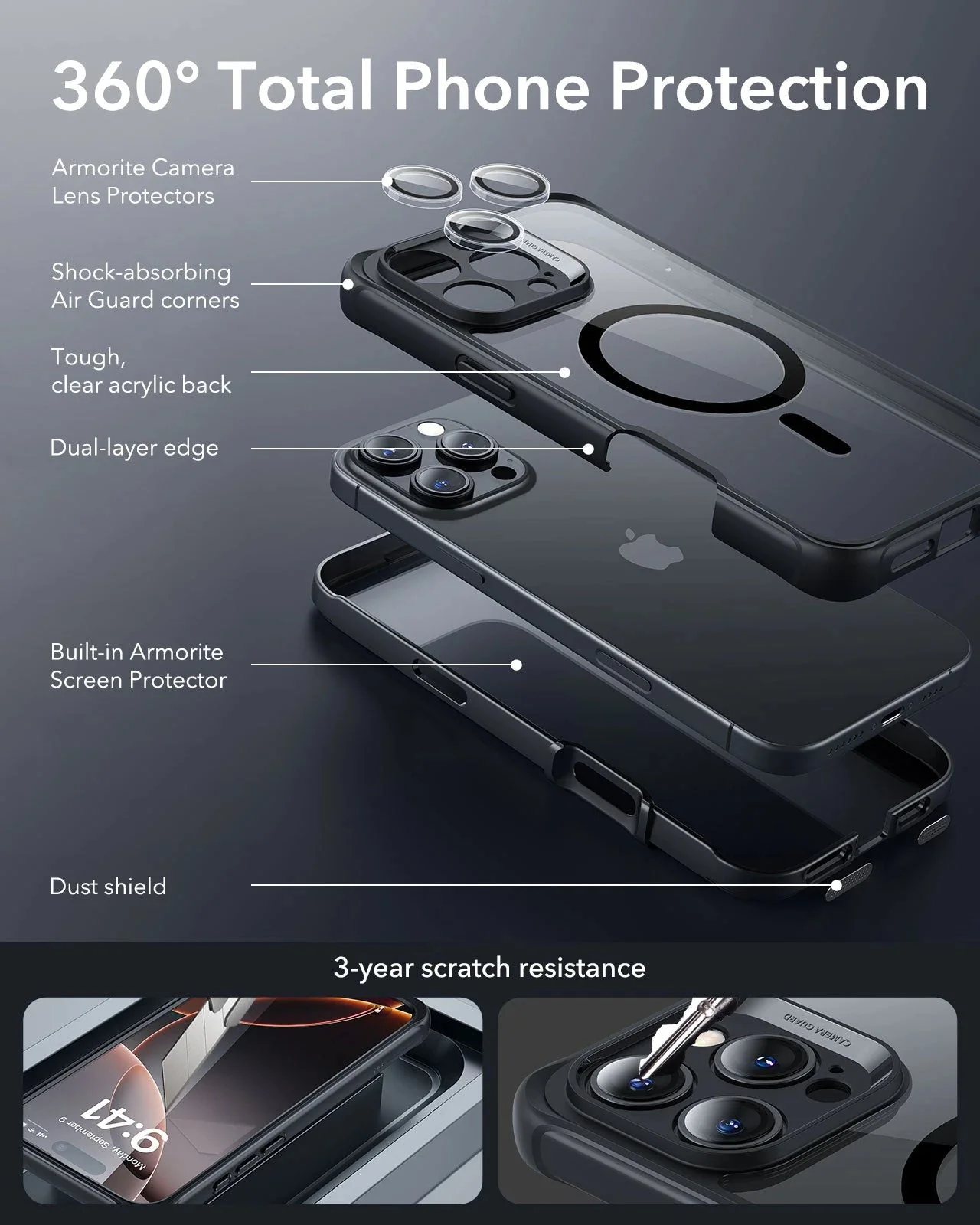 iPhone 16 Pro Armor Tough Case (HaloLock) - Clear - Image 3