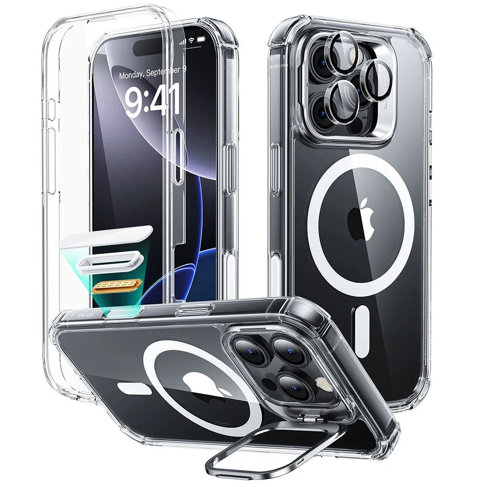 iPhone 16 Pro Armor Tough Magnetic Case (Camera Control, Stash Stand) - Clear