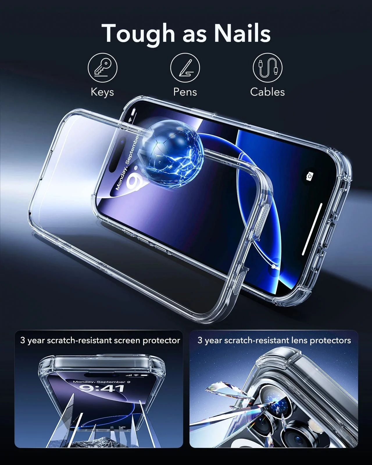 iPhone 16 Pro Armor Tough Magnetic Case (Camera Control, Stash Stand) - Clear - Image 9