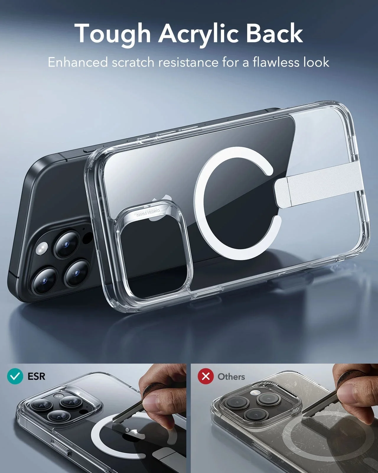 iPhone 16 Pro Boost Flickstand Case (HaloLock) - Clear Grey - Image 7