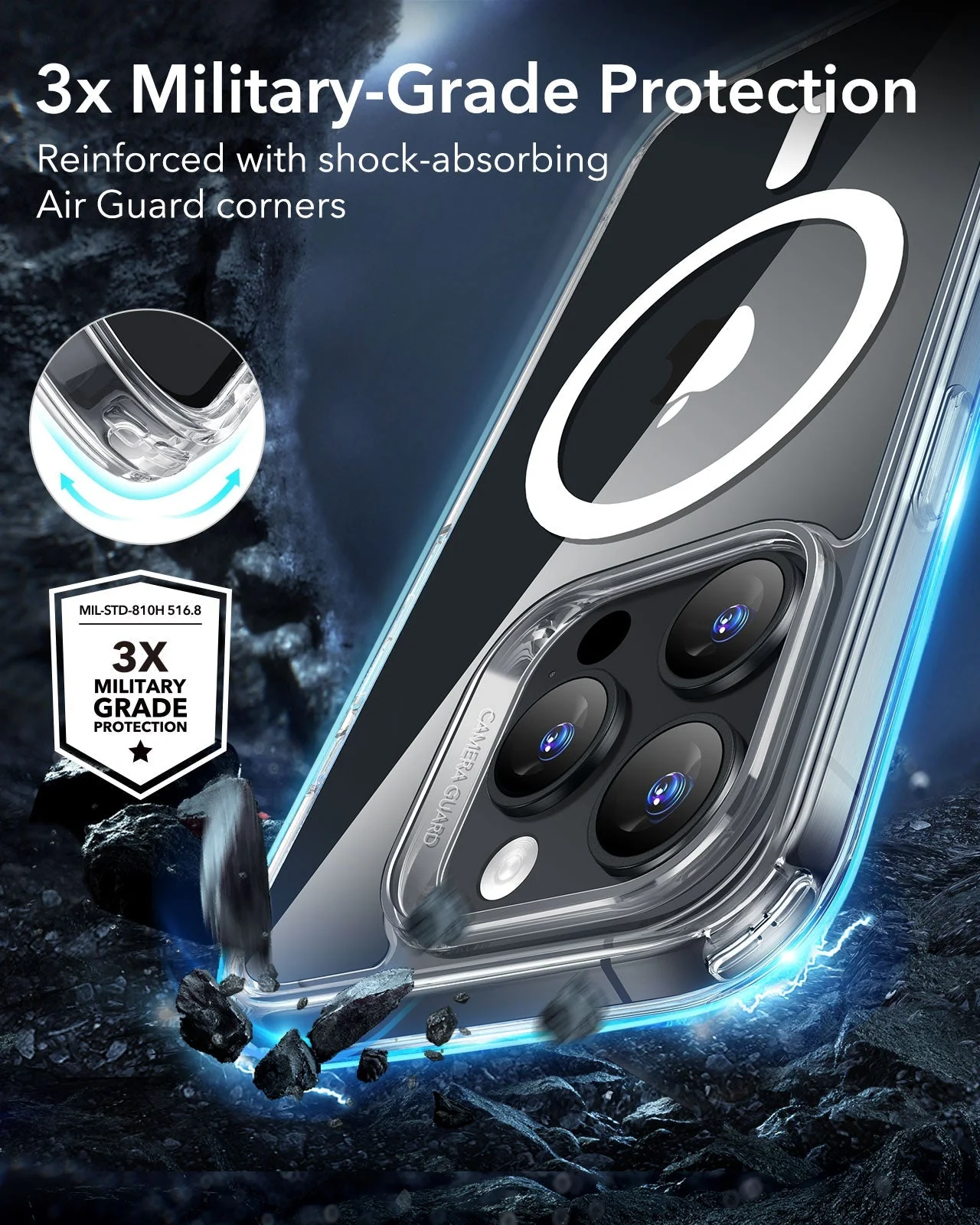 iPhone 16 Pro Classic Hybrid Case (HaloLock) - Clear - Image 4