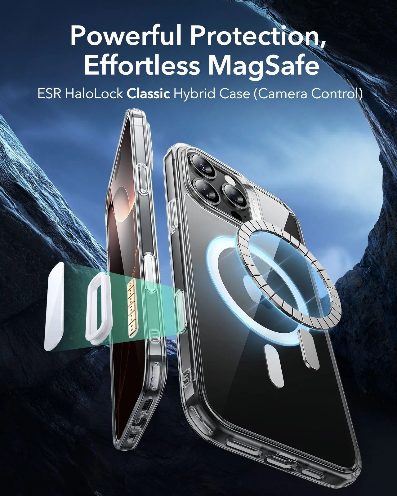 iPhone 16 Pro Classic Hybrid Magnetic Case (Camera Control) & Screen Protection Bundle - Clear - Image 3
