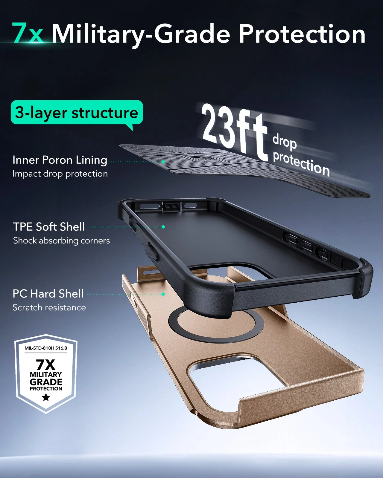 iPhone 16 Pro Cyber Tough Magnetic Case (Camera Control, Stash Stand) - Desert Titanium - Image 5