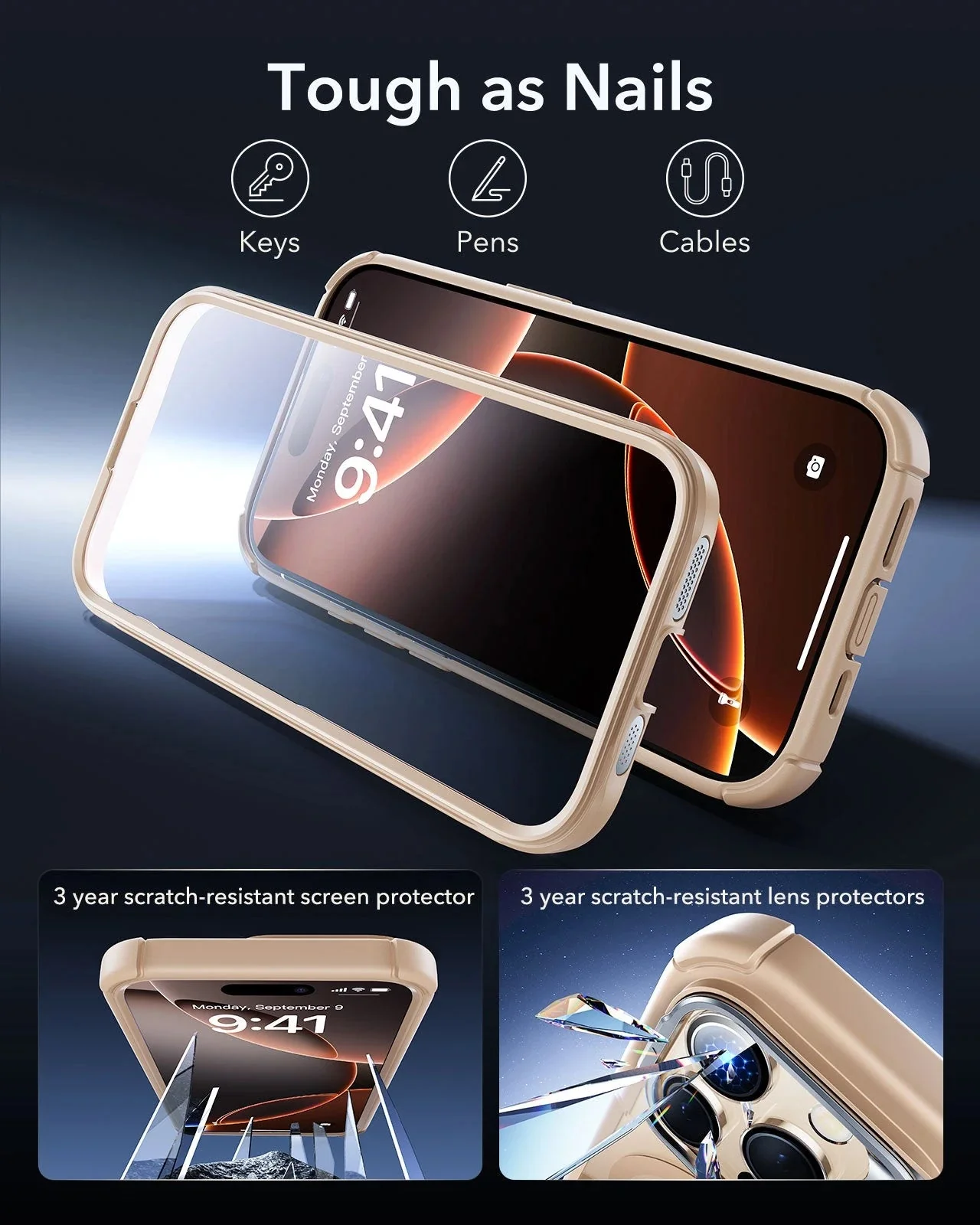 iPhone 16 Pro Max Armor Tough Magnetic Case (Camera Control, Stash Stand) - Desert Titanium - Image 9