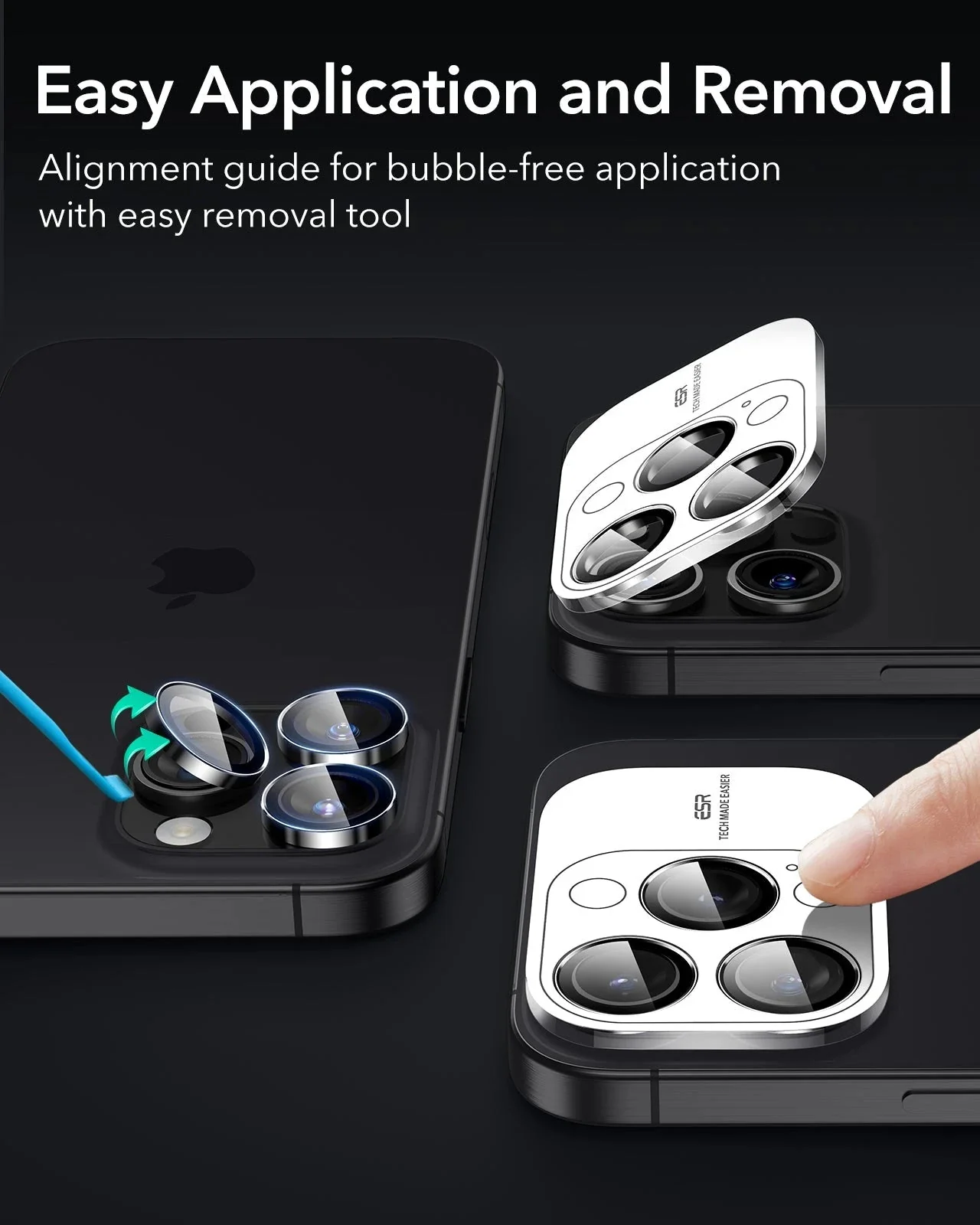 iPhone 16 Pro Max/Pro Armorite Camera Lens Protectors - Black - Image 6