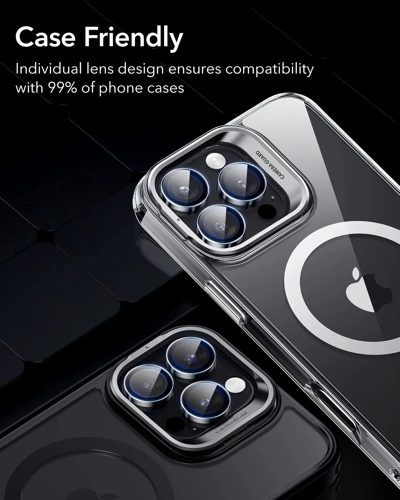 iPhone 16 Pro Max/Pro Armorite Camera Lens Protectors - Black - Image 8