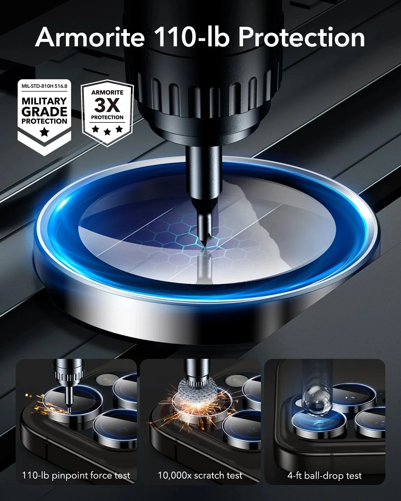 iPhone 16 Pro Max/Pro Armorite Camera Lens Protectors - Chromatic - Image 4