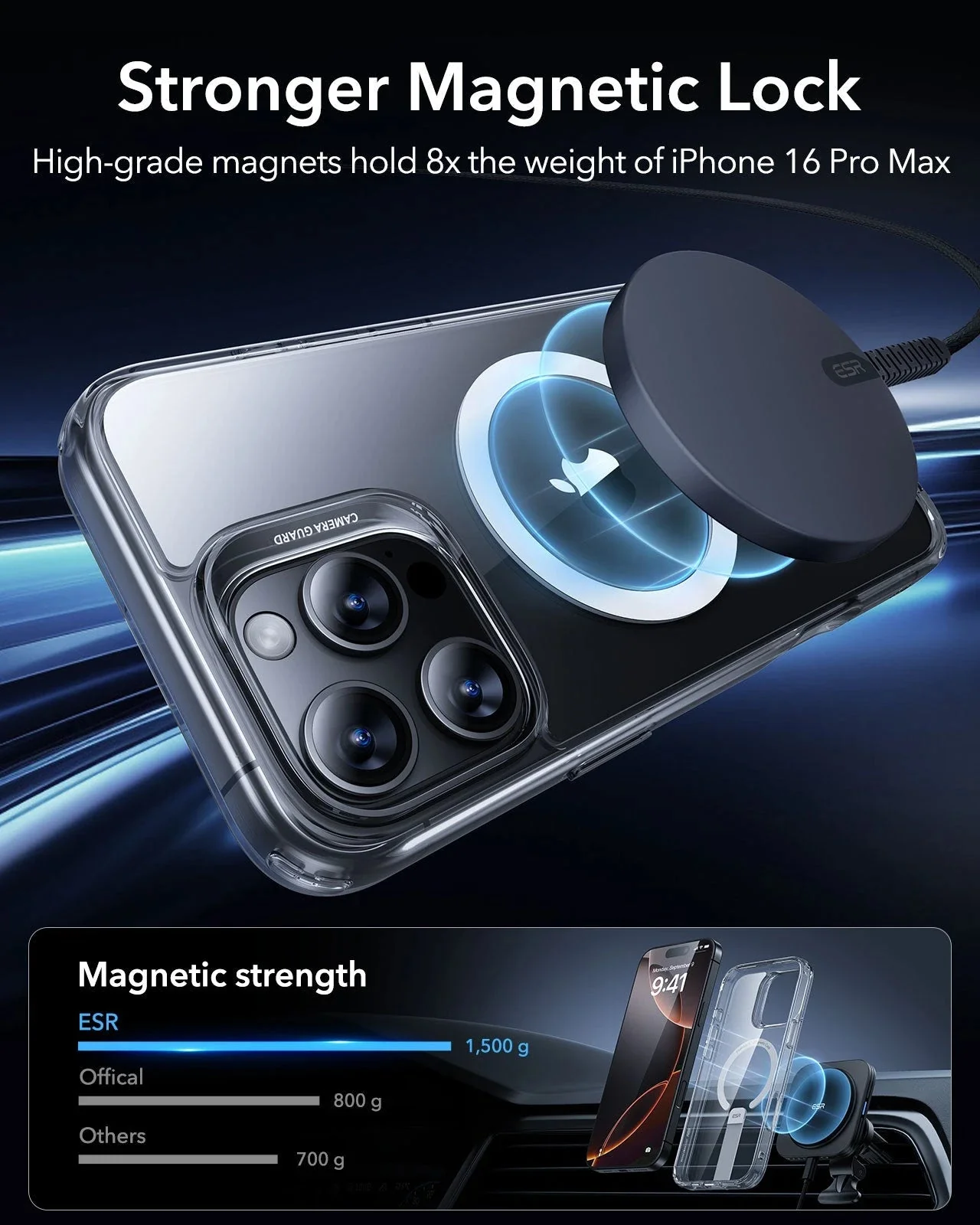 iPhone 16 Pro Max Boost Flickstand Case (HaloLock) - Clear Grey - Image 3