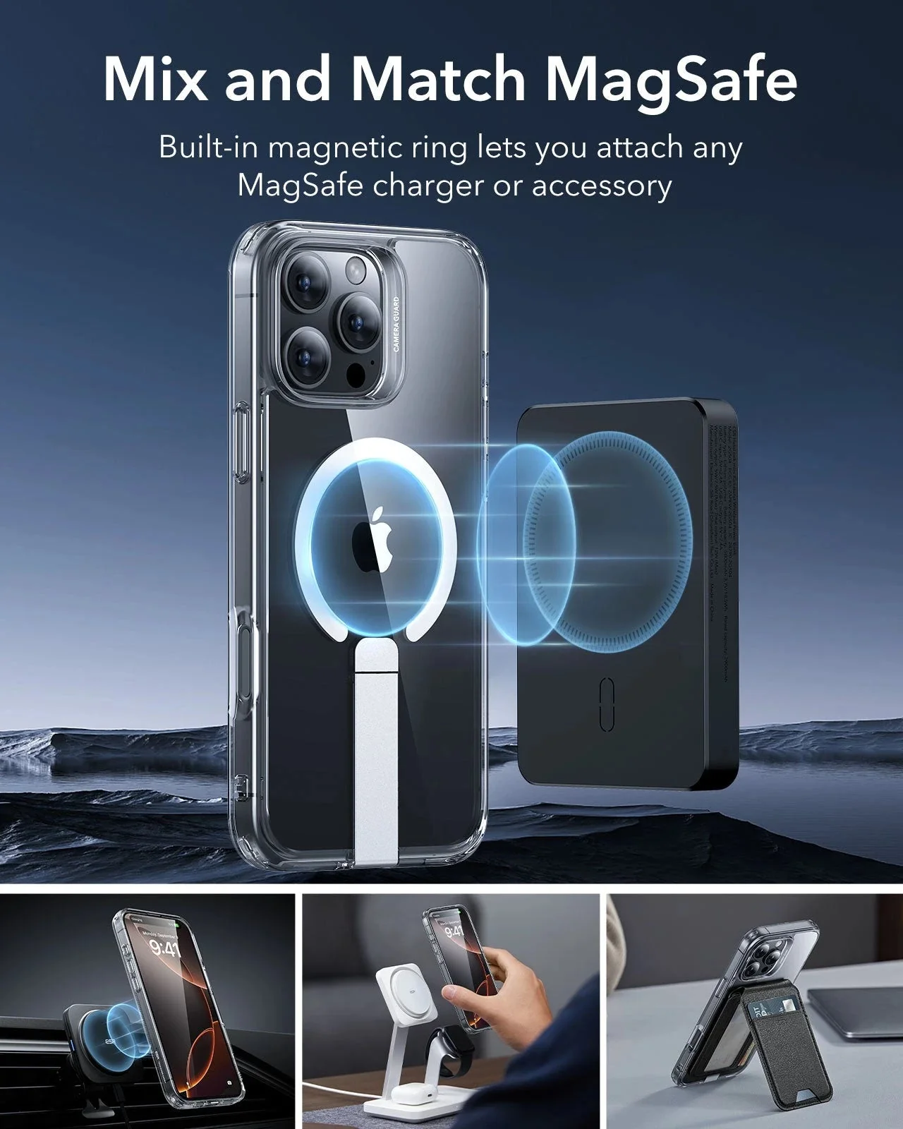 iPhone 16 Pro Max Boost Flickstand Case (HaloLock) - Clear Grey - Image 5