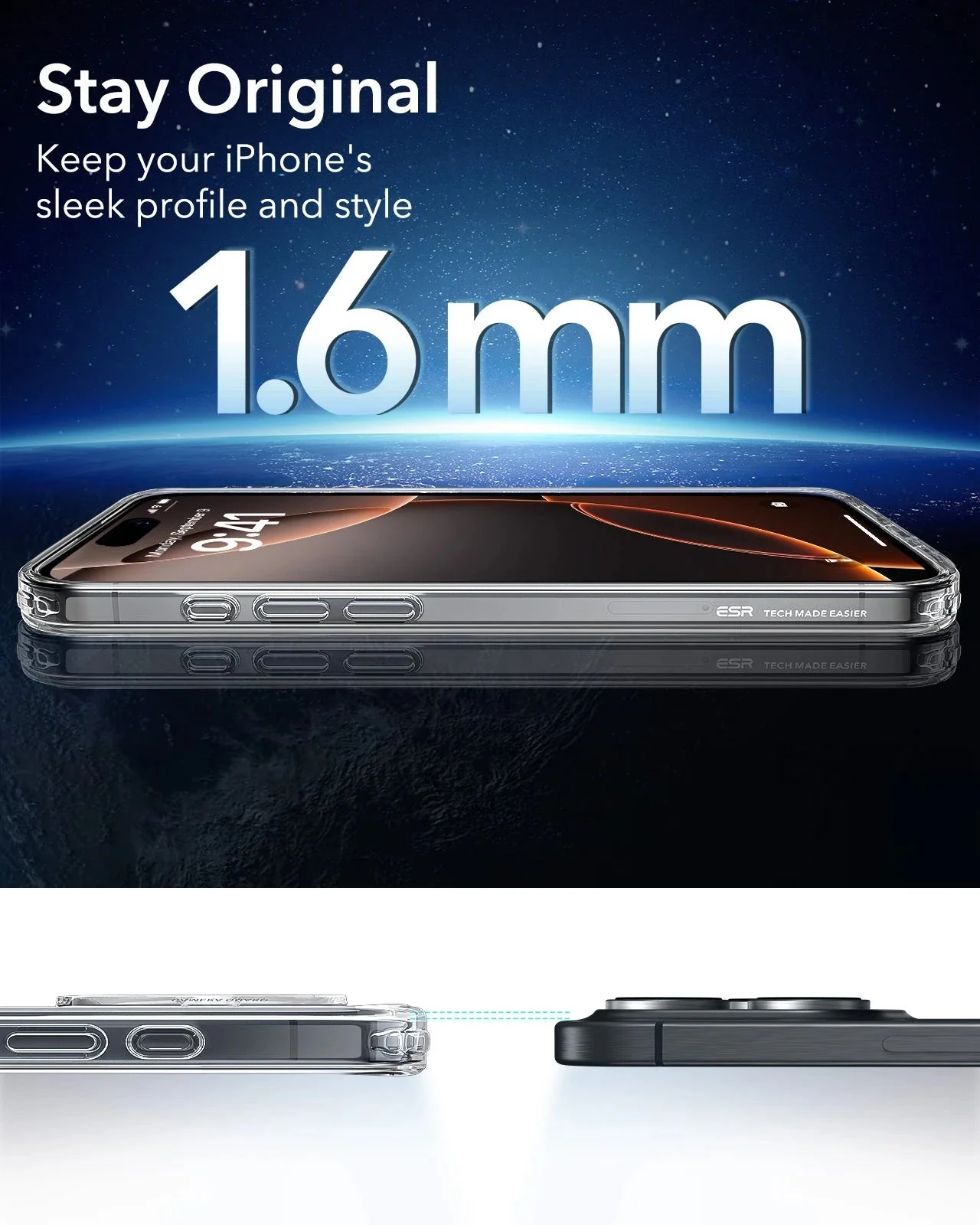 iPhone 16 Pro Max Classic Hybrid Case (HaloLock) - Clear Black - Image 8