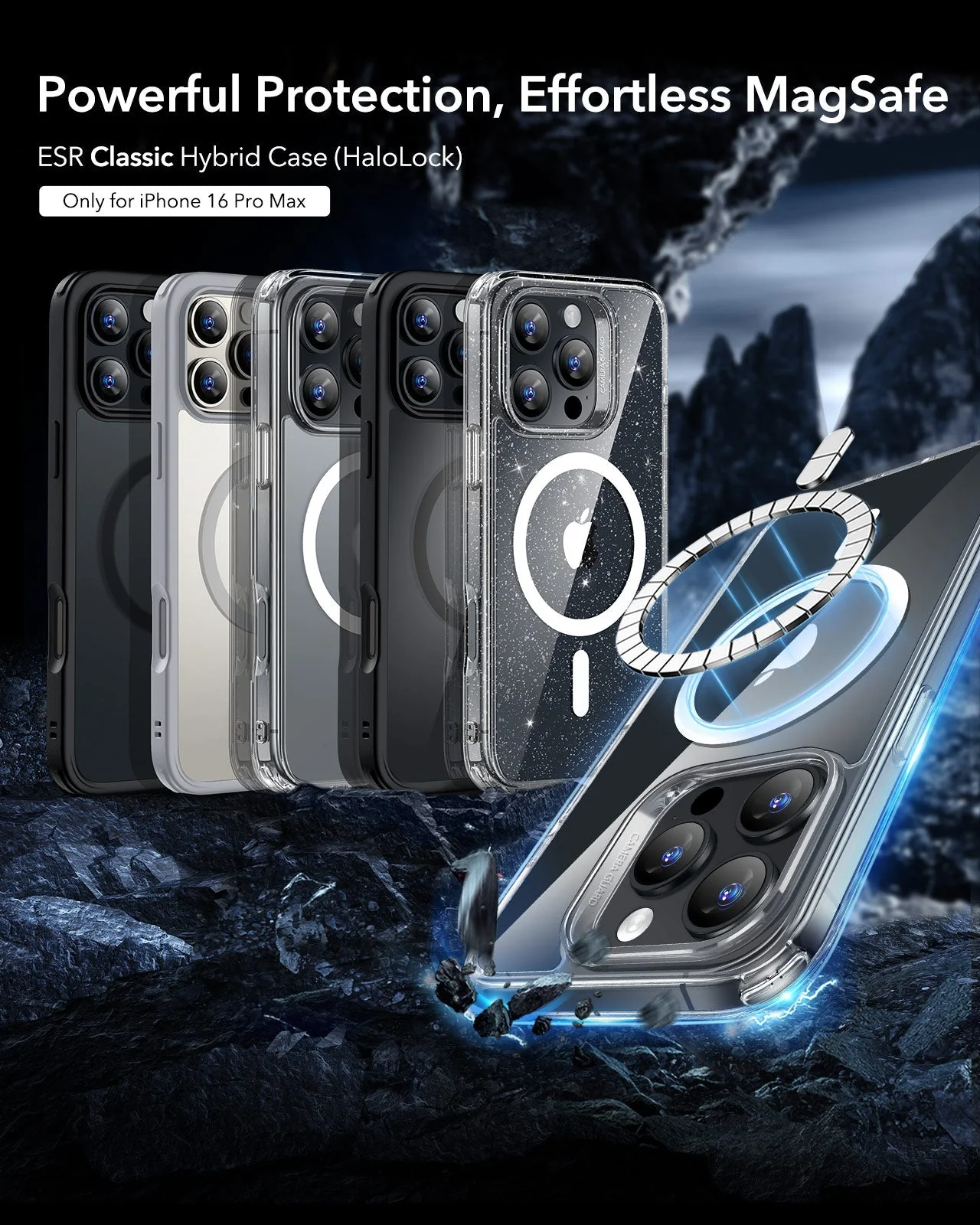 iPhone 16 Pro Max Classic Hybrid Case (HaloLock) - Clear Grey - Image 2
