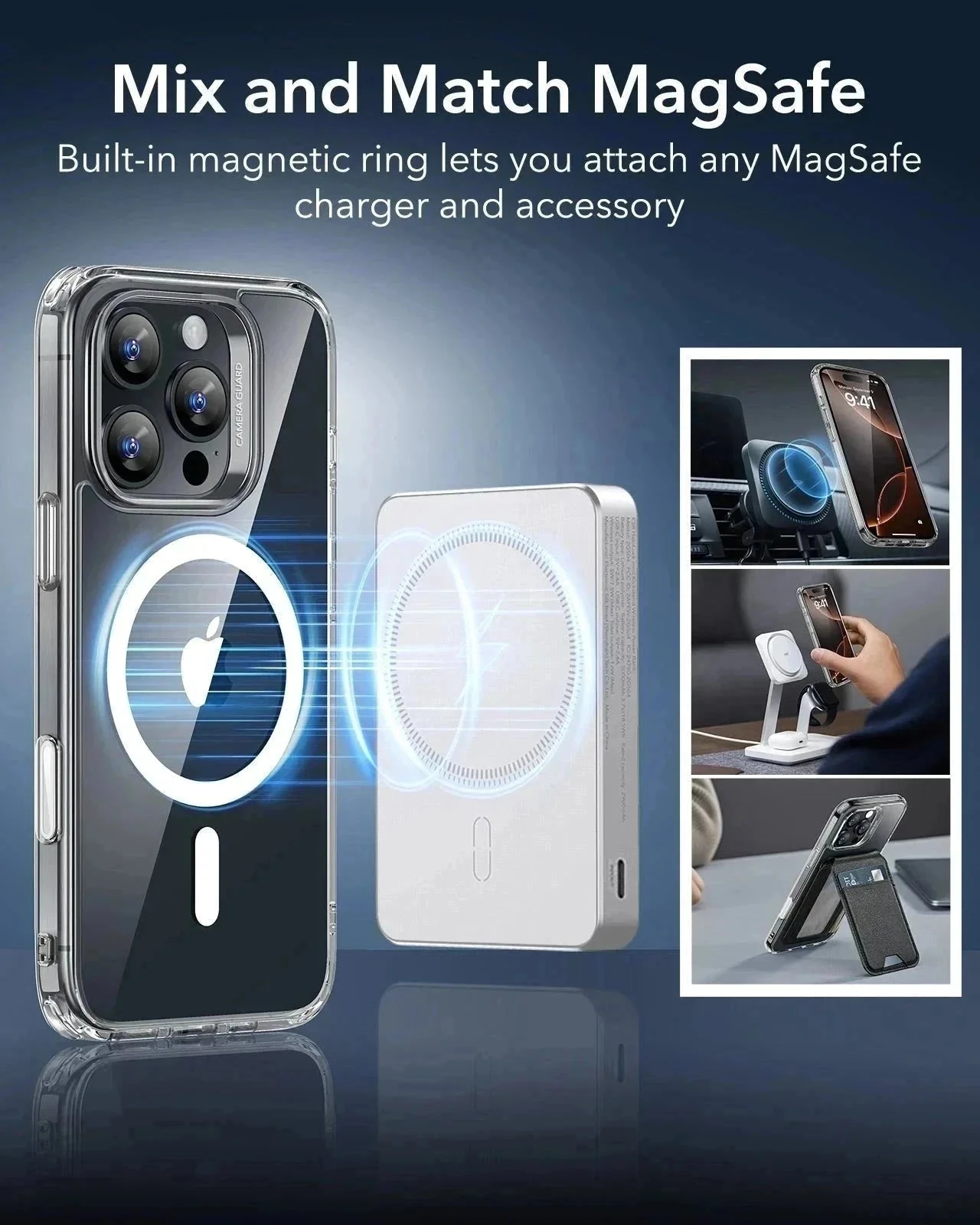 iPhone 16 Pro Max Classic Hybrid Magnetic Case (Camera Control) & Privacy Screen Protector Bundle - Clear - Image 8