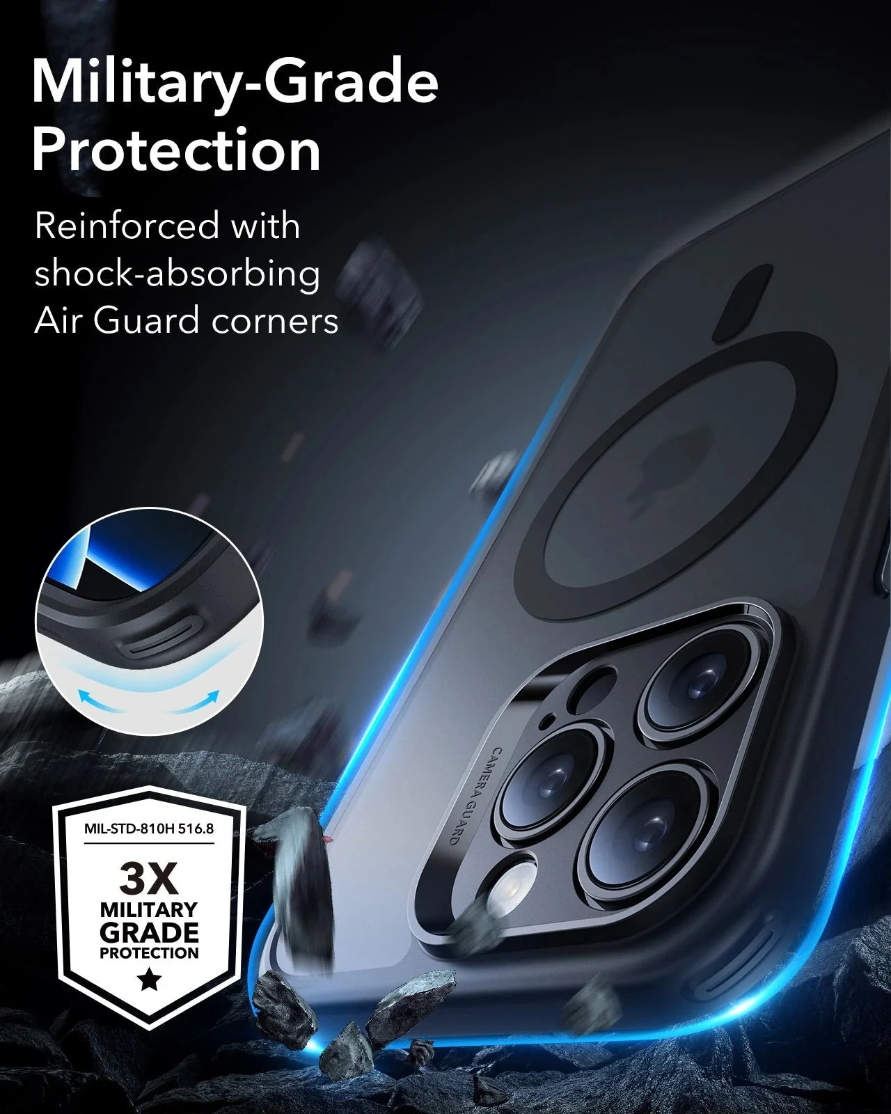 iPhone 16 Pro Max Classic Pro Case (HaloLock) Set - Frosted Black - Image 4