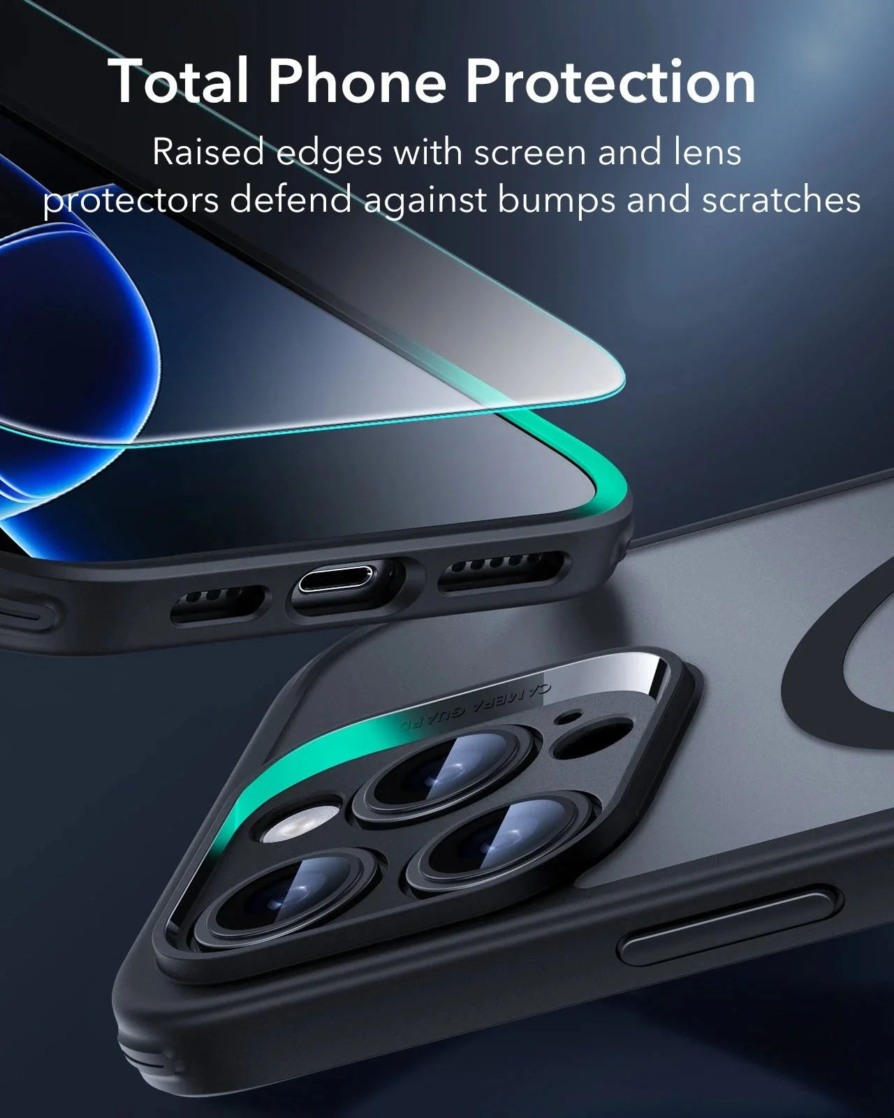 iPhone 16 Pro Max Classic Pro Case (HaloLock) Set - Frosted Black - Image 5