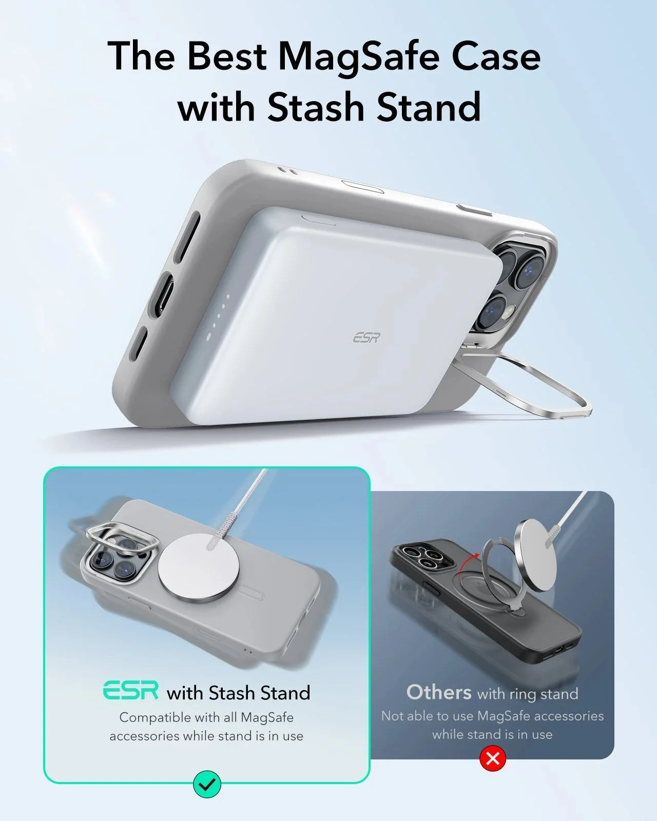 iPhone 16 Pro Max Cloud Soft Magnetic Case (Camera Control, Stash Stand) - Grey - Image 3