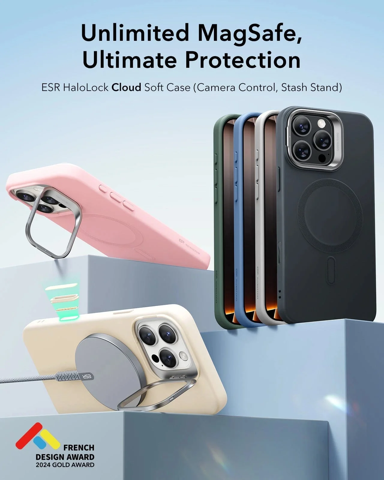 iPhone 16 Pro Max Cloud Soft Magnetic Case (Camera Control, Stash Stand) - Light Tan - Image 3
