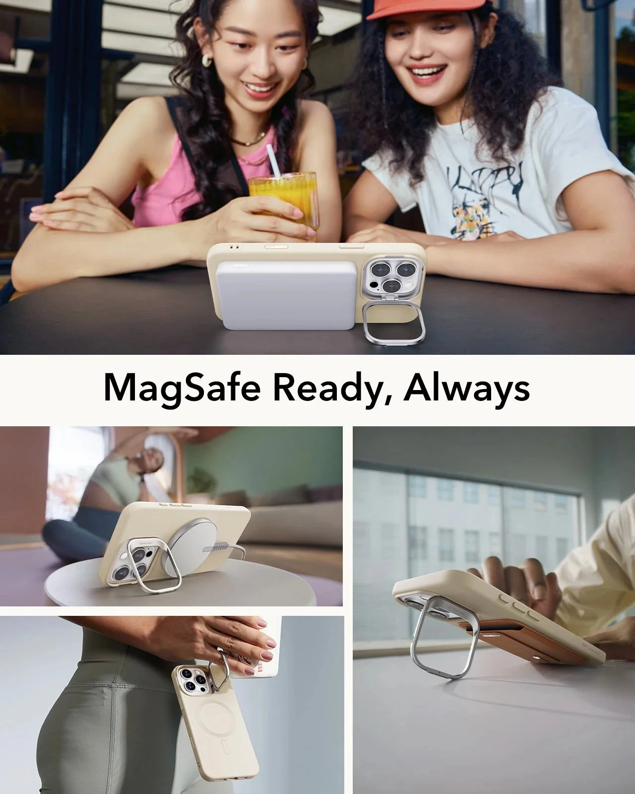 iPhone 16 Pro Max Cloud Soft Magnetic Case (Camera Control, Stash Stand) - Light Tan - Image 6