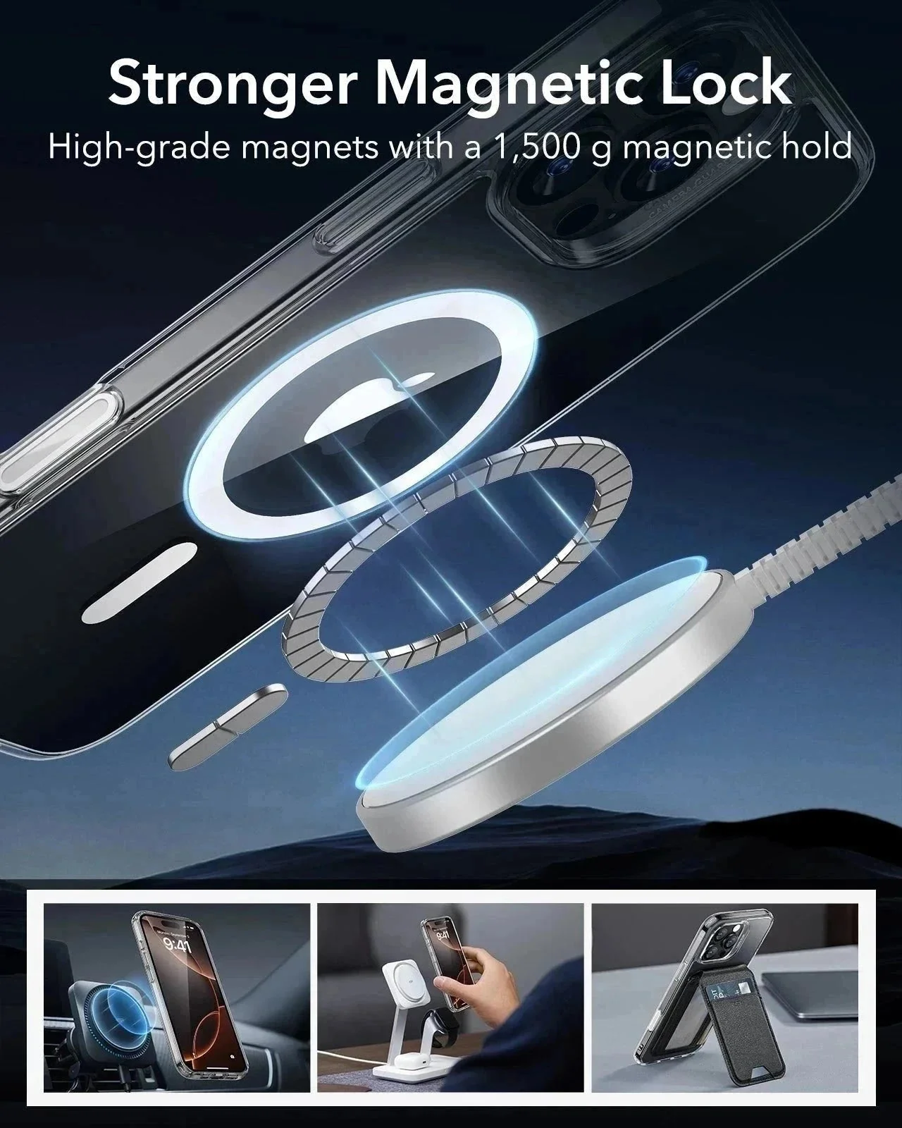 iPhone 16 Pro Max HaloLock Classic Hybrid Case (Camera Control) - Clear Black - Image 6