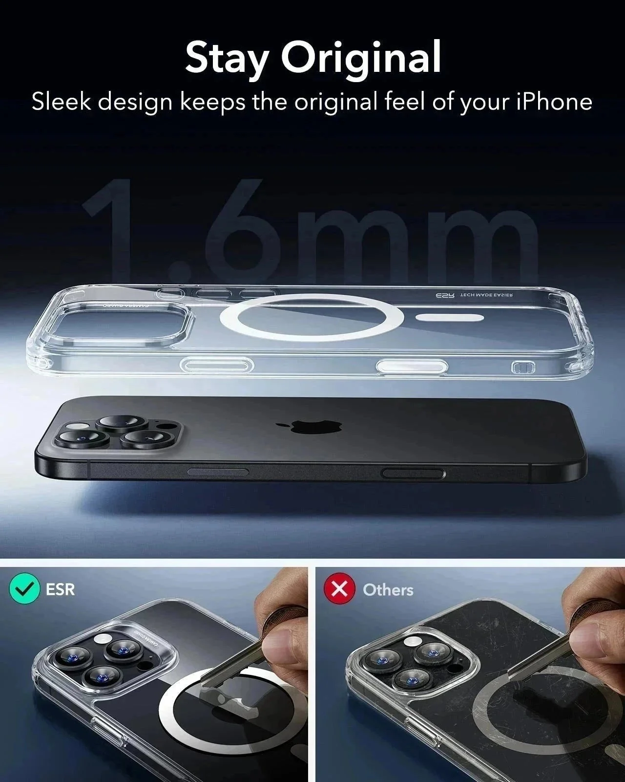 iPhone 16 Pro Max HaloLock Classic Hybrid Case (Camera Control) - Clear Grey - Image 9