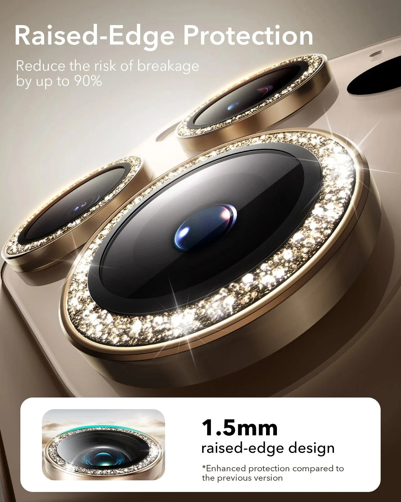 iPhone 16 Pro Max/Pro Armorite Camera Lens Protectors - Desert Titanium Shimmer - Image 3