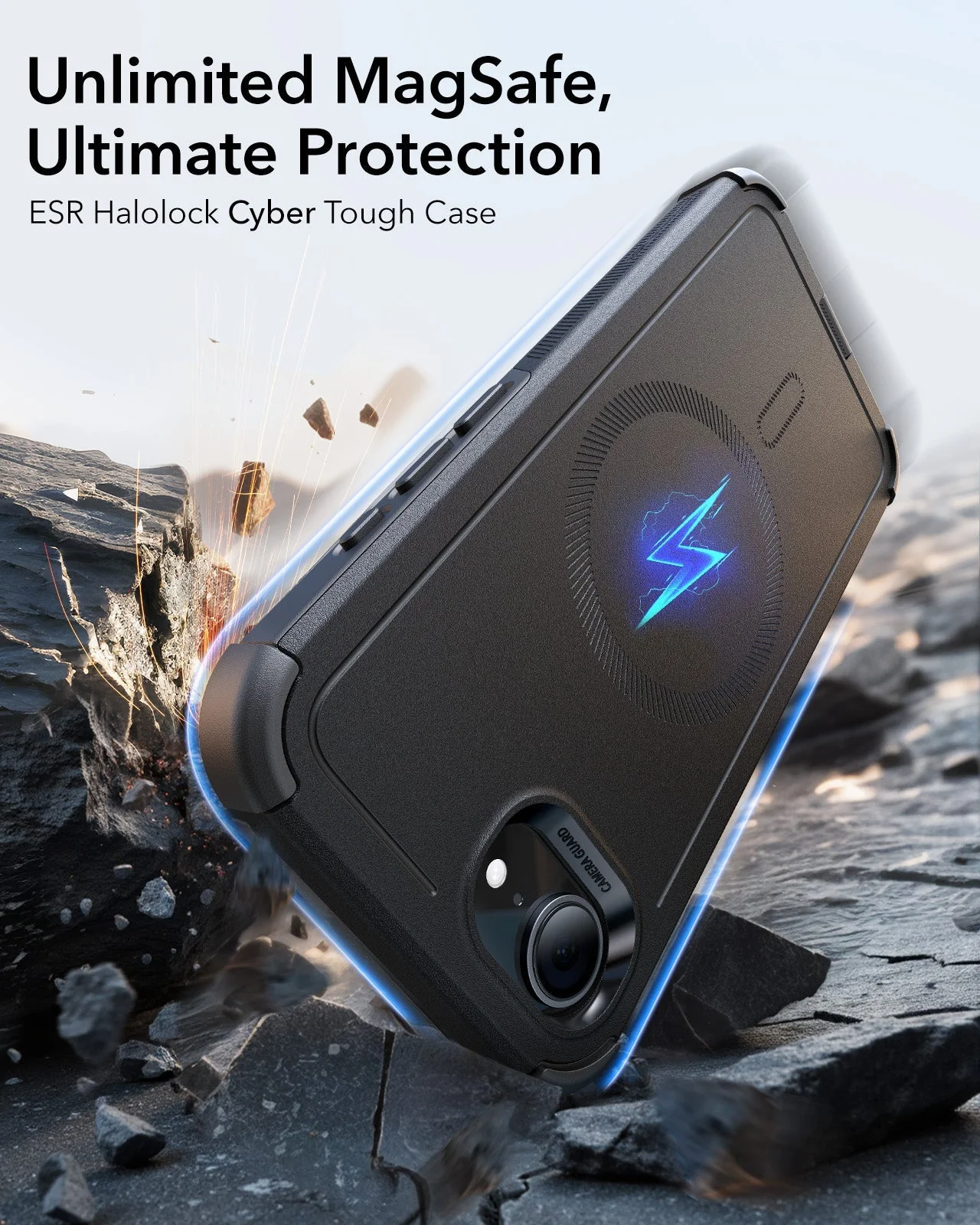 iPhone 16e HaloLock Cyber Tough Case Protection Bundle - Black - Image 3