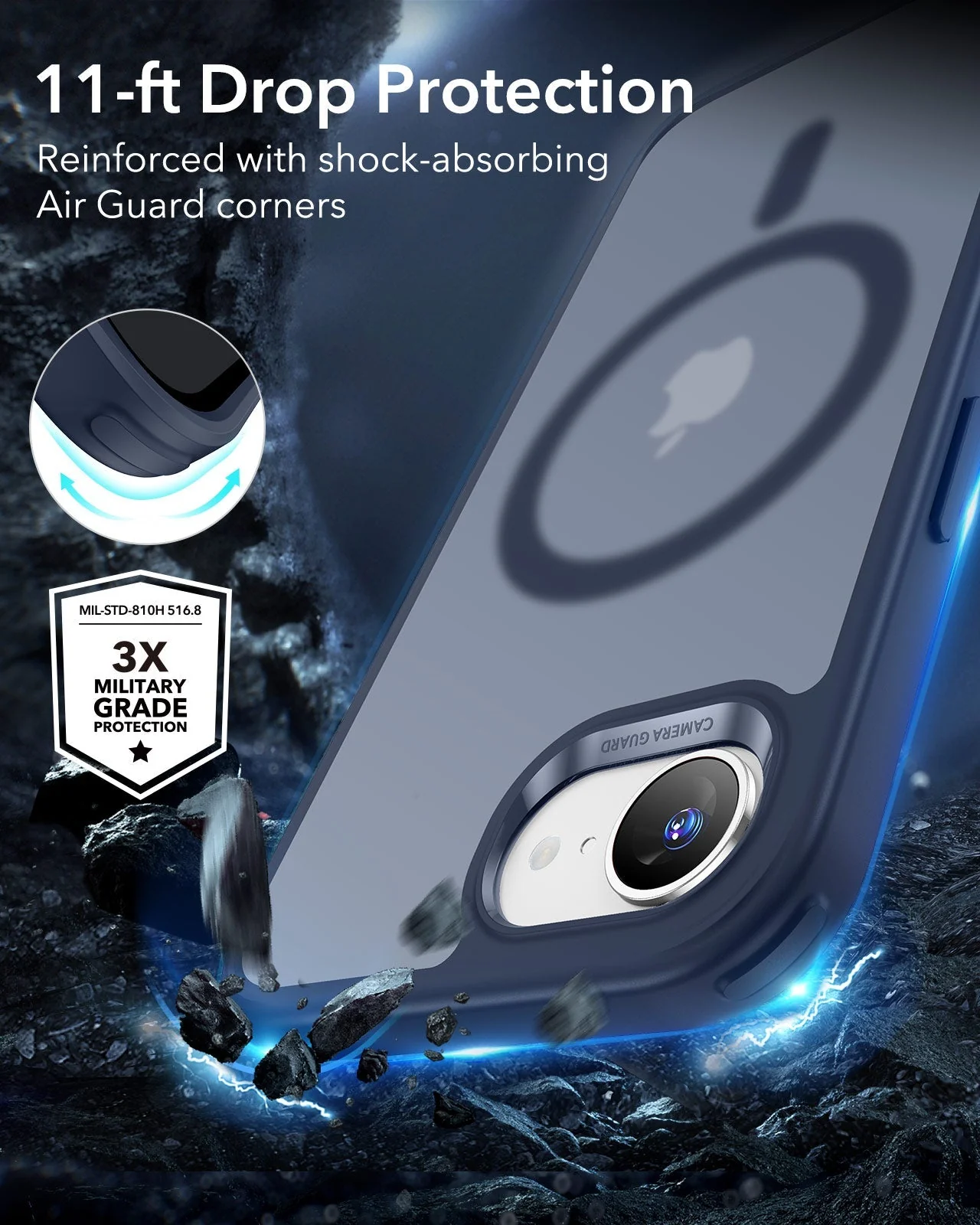 iPhone 16e HaloLock Classic Hybrid Case - Frosted Blue - Image 5