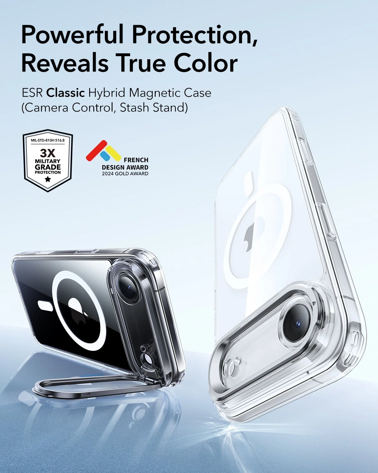 iPhone Air Classic Hybrid Magnetic Case (Camera Control, Stash Stand) - Clear - Image 2