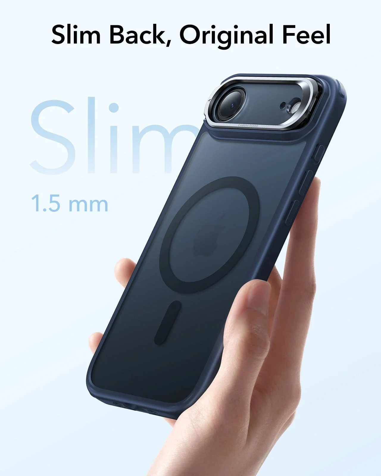 iPhone Air Classic Hybrid Magnetic Case (Camera Control, Stash Stand) - Frosted Blue - Image 7