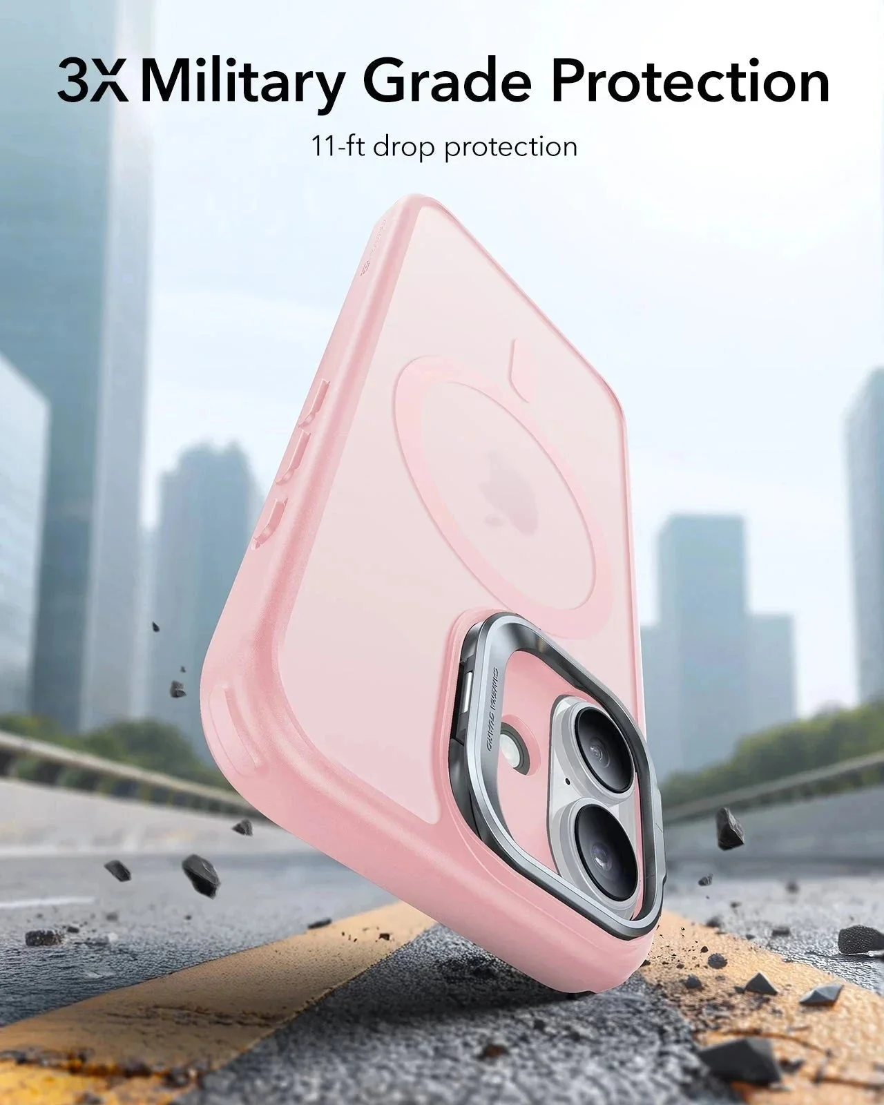 iPhone 17 Classic Hybrid Magnetic Case (Camera Control, Stash Stand) - Frosted Bubblegum Pink - Image 3