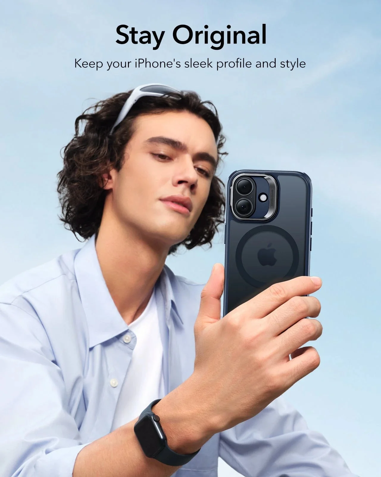 iPhone 17 Classic Hybrid Magnetic Case (Camera Control, Stash Stand) - Frosted Blue - Image 8